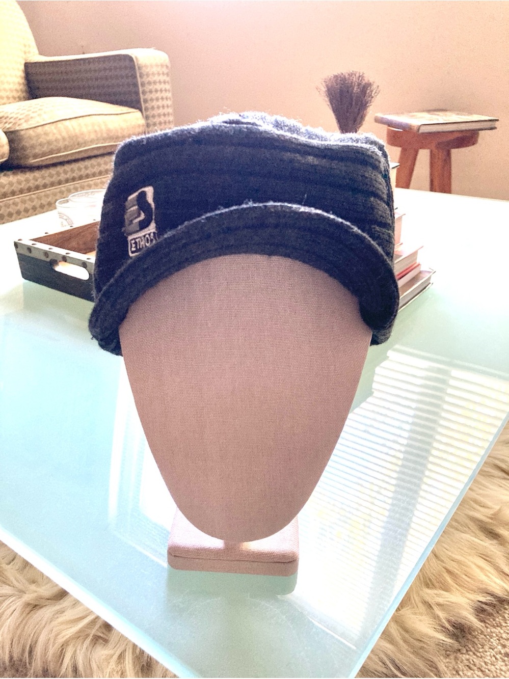 ETHOS Gray Ribbed Knit Cap One Size
